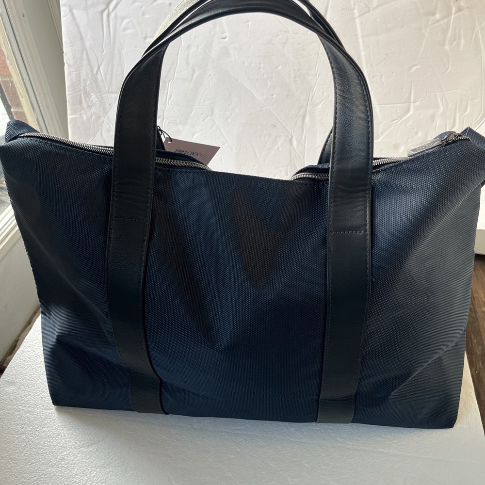Jimmy Choo Parfums Navy Duffle Weekender Bag W/ Shoulder Strap Travel Tote New - Picture 13 of 16